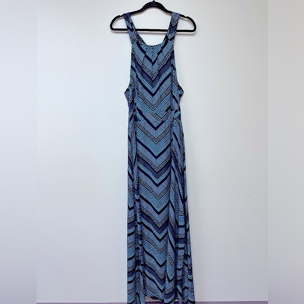 Blue Maxi Dress Euro Summer Vacation Size Medium Boho